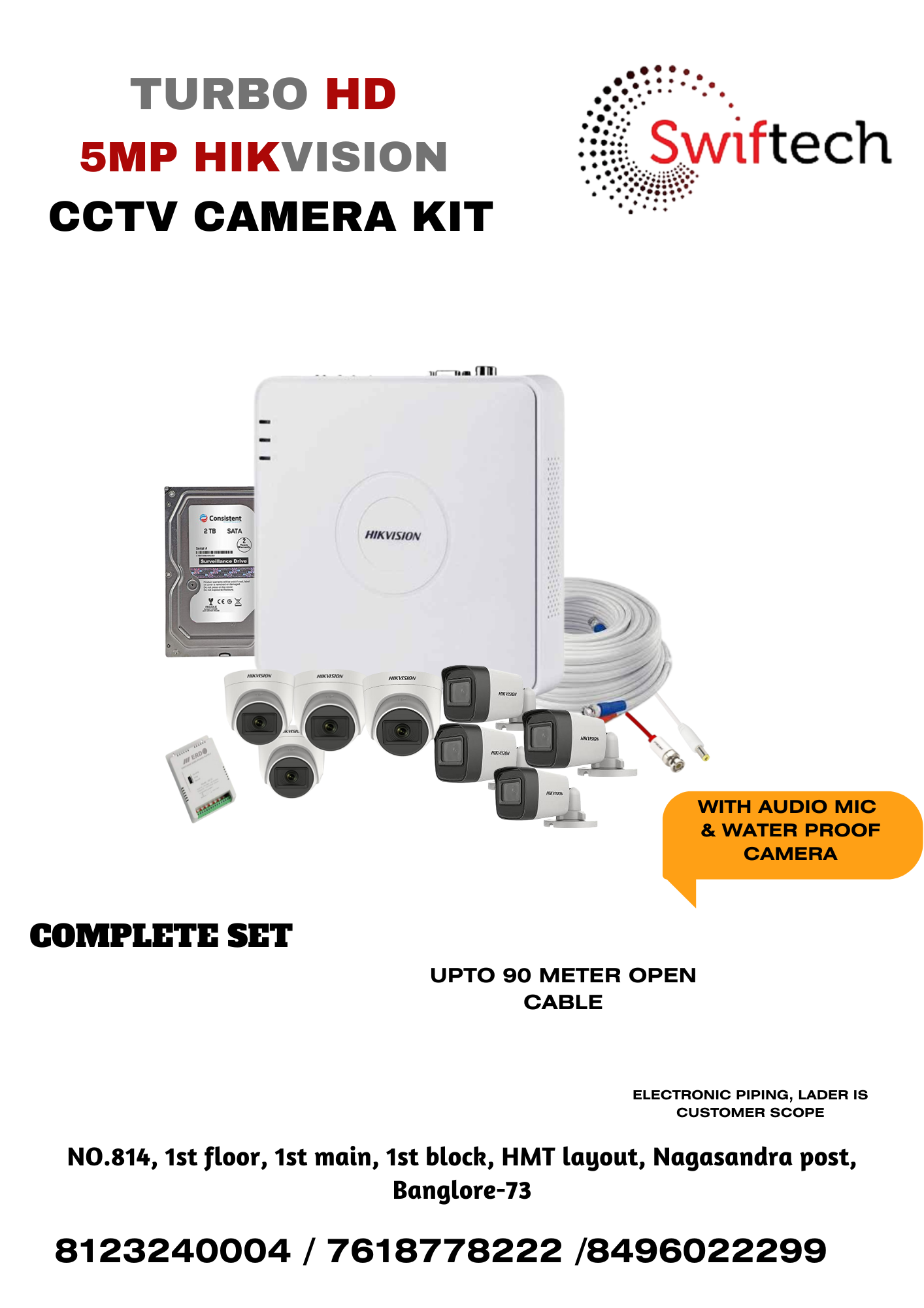 HIKVISION 2mp colorvu 6 camera complete set