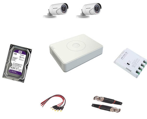 Hikvision 2mp HD Kit, 2 No Bullet Camera DS-2CE16DOT-ITPFS with mic,& 4 channel DVR DS-7A04HQHI-K1