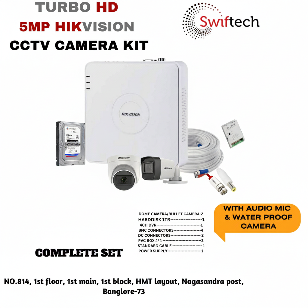 HIKVISION 2 camera 5mp CCTV camera kit