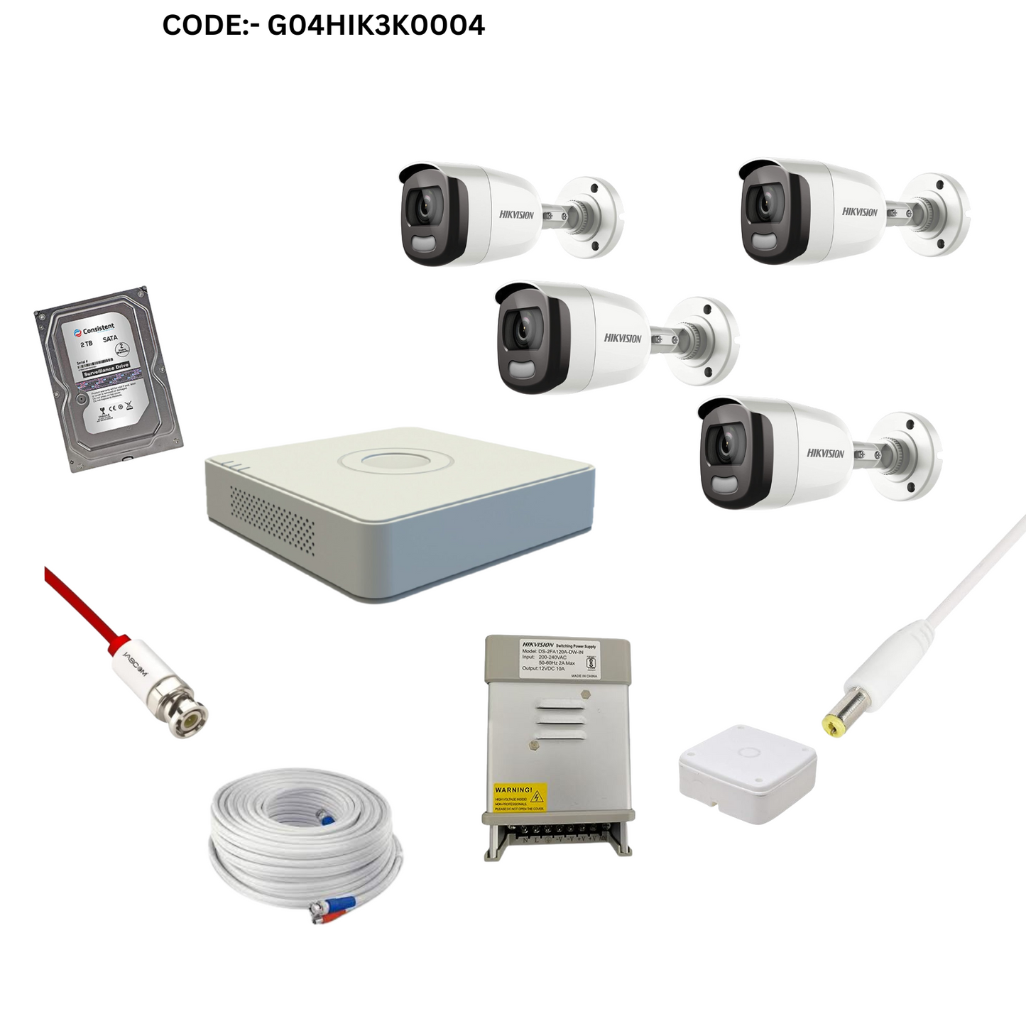 HIKVISION 3K COLORVU CCTV 4 BULLET CAMERA KIT FULL COMBO