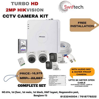 Hikvision 4camera 2mp CCTV camera FREE installation