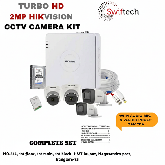 Hikvision 4camera 2mp CCTV camera