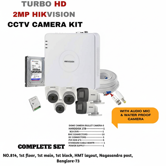 HIKVISION 5 camera 2mp CCTV camera kit