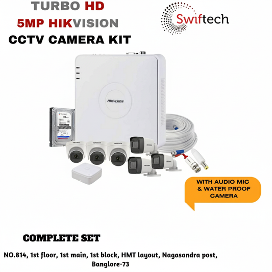 HIKVISION 6 camera 5MP CCTV camera