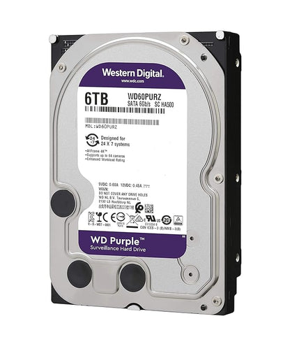 Western Digital WD Purple 6TB SATA Internal Surveillance Hard Drive (WD60PURZ)