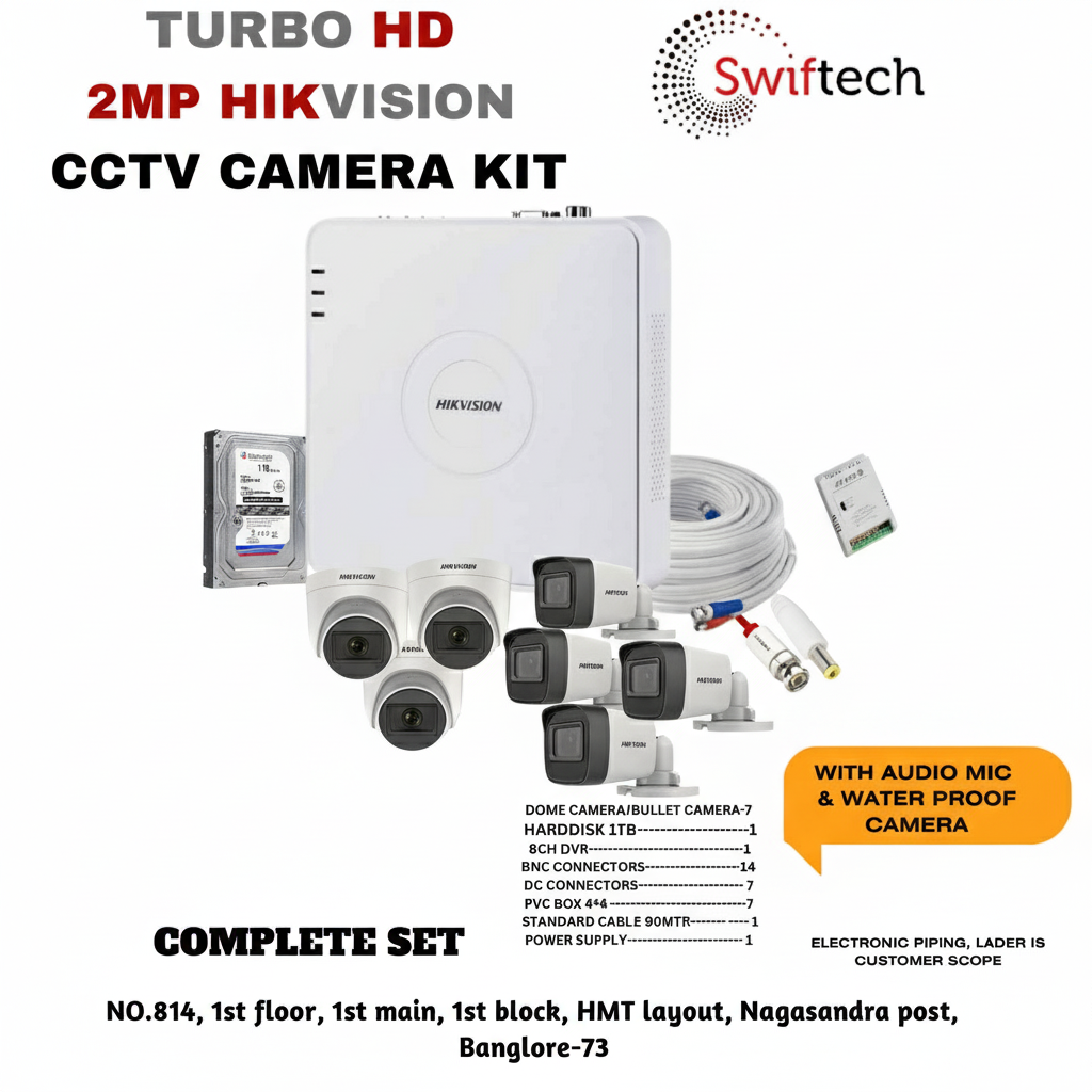 HIKVISION 7camera 2mp CCTV camera kit