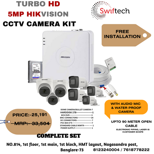 HIKVISION 7 camera 5MP CCTV camera FREE installation