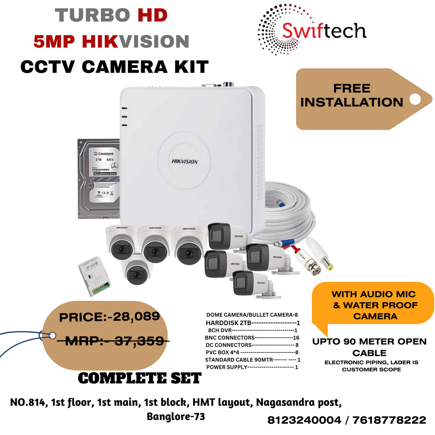 HIKVISION 8 camera 5MP CCTV camera FREE installation