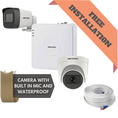 Hikvision 3camera 2mp CCTV camera kit FREE installation