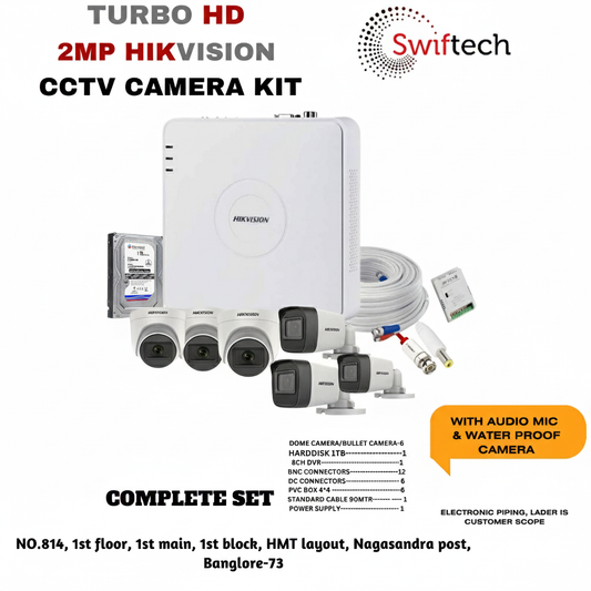 HIKVISION 6 camera 2mp CCTV camera kit