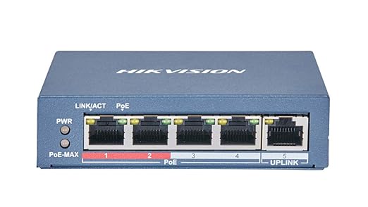 HIKVISION Elvy DS-3E0105P-E / DS-3E0106P-E/M PoE Injector Switch 5 Ports (1 Uplink, 4 PoE) 10/100 Mbps
