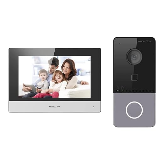 HIKVISION IP Based Wireless Video Door Phone/Bell|7-inch Colorful TFT Screen|Resolution 1080p|Wide Angle Coverage|BuiltIn Microphone & Loudspeaker|Echo Cancellation|Water& Dust Resistant|(DS-KIS603-P(B))