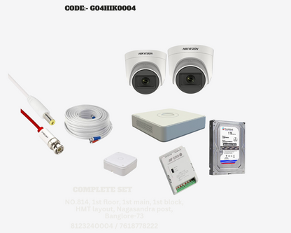 HIKVISION 5MP CCTV CAMERA KIT 4 CHANNEL DVR 2 DOME CAMERAS WITH AUDIO MIC FULL COMBO KIT CODE:- G04HIK0004