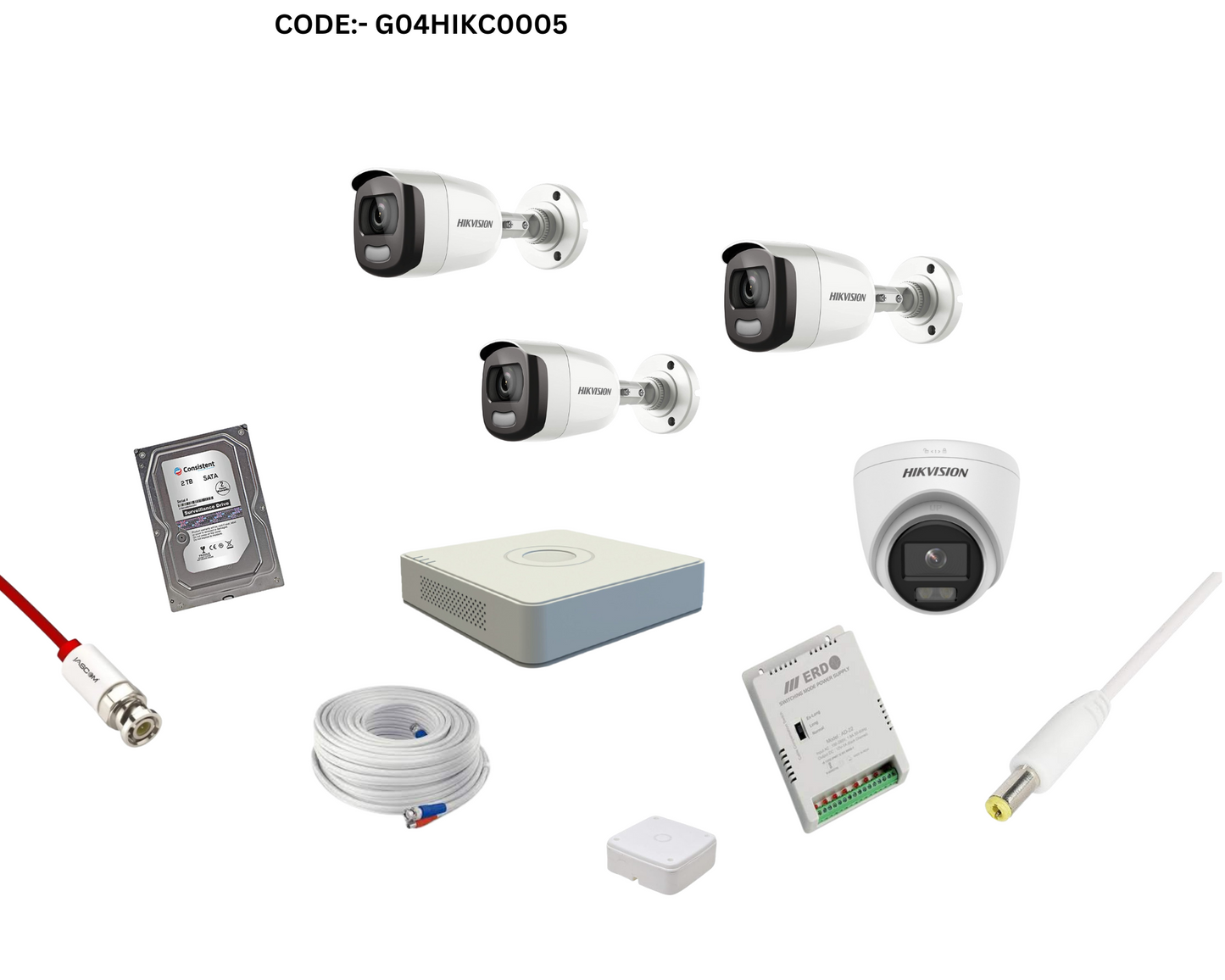 HIKVISION 2MP COLORVU  3 BULLET 1 DOME CCTV CAMERA KIT