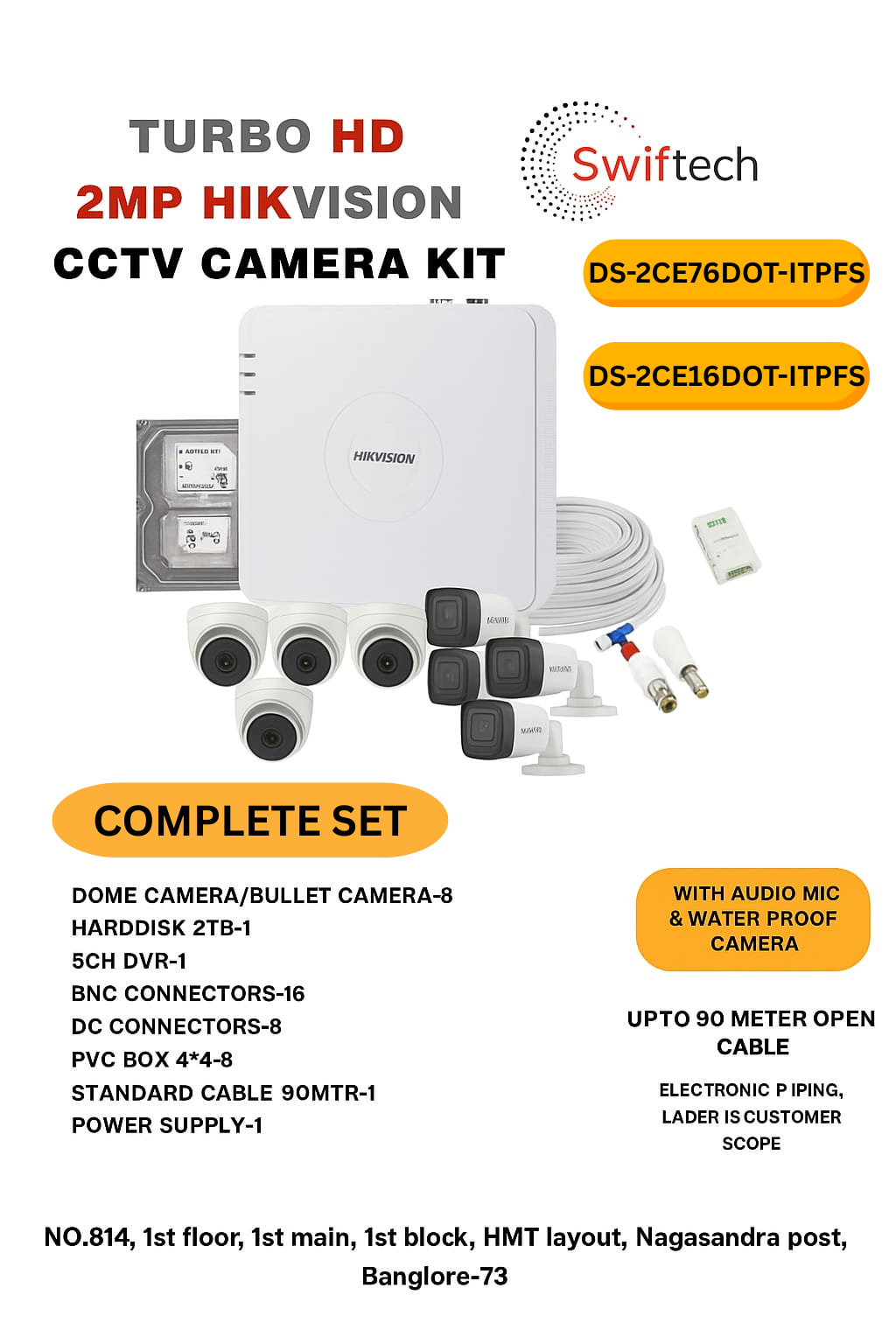 HIKVISION 8 camera 2mp CCTV camera kit FREE installation
