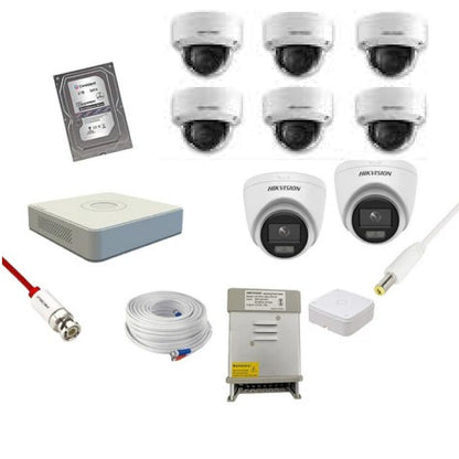 HIKVISION 3K COLORVU CCTV 8 DOME CAMERA KIT FULL COMBO