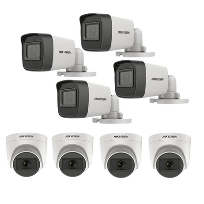 HIKVISION 5MP CCTV CAMERA KIT 8 Channel DVR  4 Dome 4 Bullet cameras with audio mic full combo kit  +