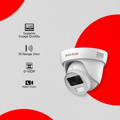 CP PLUS 2.4MP Full-Colour Guard+ Dome Camera Support Built-in Mic (CP-GPC-DA24PL