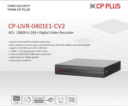 CP PLUS 4 Channel DVR CP-UVR-0401E1-CV2 / CP-UVR-0401E1-CS Compatible with J.K.V