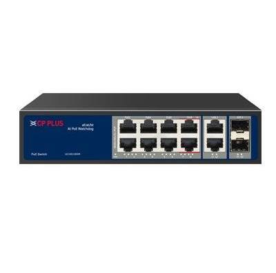CP PLUS 12-Port Gigabit AI PoE Switch (CP-ANW-GPU8G2F2-12)