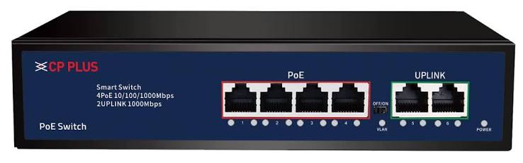 CP PLUS CP-DNW-GPU4G2-48-V3 6-Port Gigabit PoE Switch