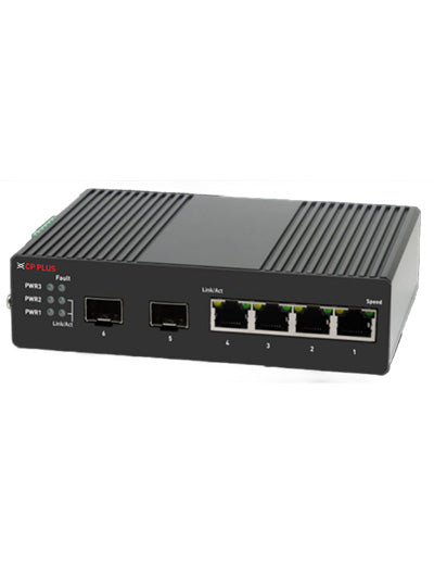 CP PLUS 4 Port Gigabit + 2 Port Gigabit SFP Managed Industrial PoE Switch | CP-ANW-GPM4F2T-N12
