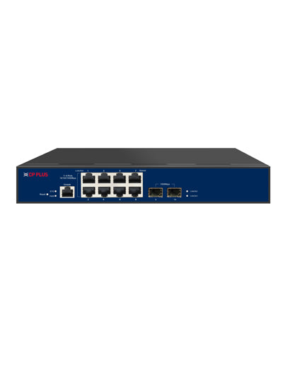 CP PLUS 8x Gigabit PoE with 2x SFP Uplink, Managed | CP-ANW-GPM8F2-N12