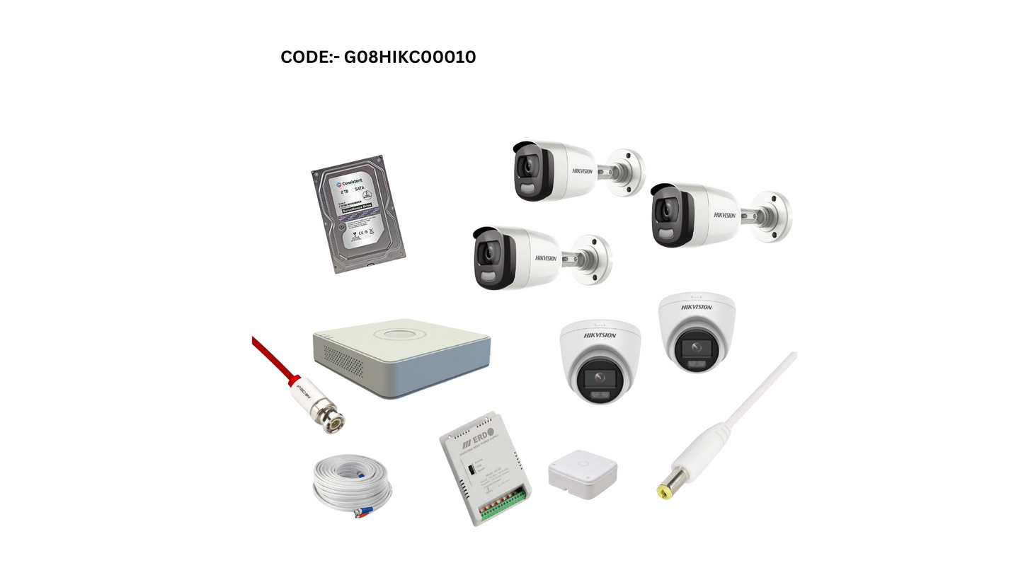 HIKVISION 2MP COLORVU  CCTV  2 DOME 3 BULLET CAMERA KIT FULL COMBO