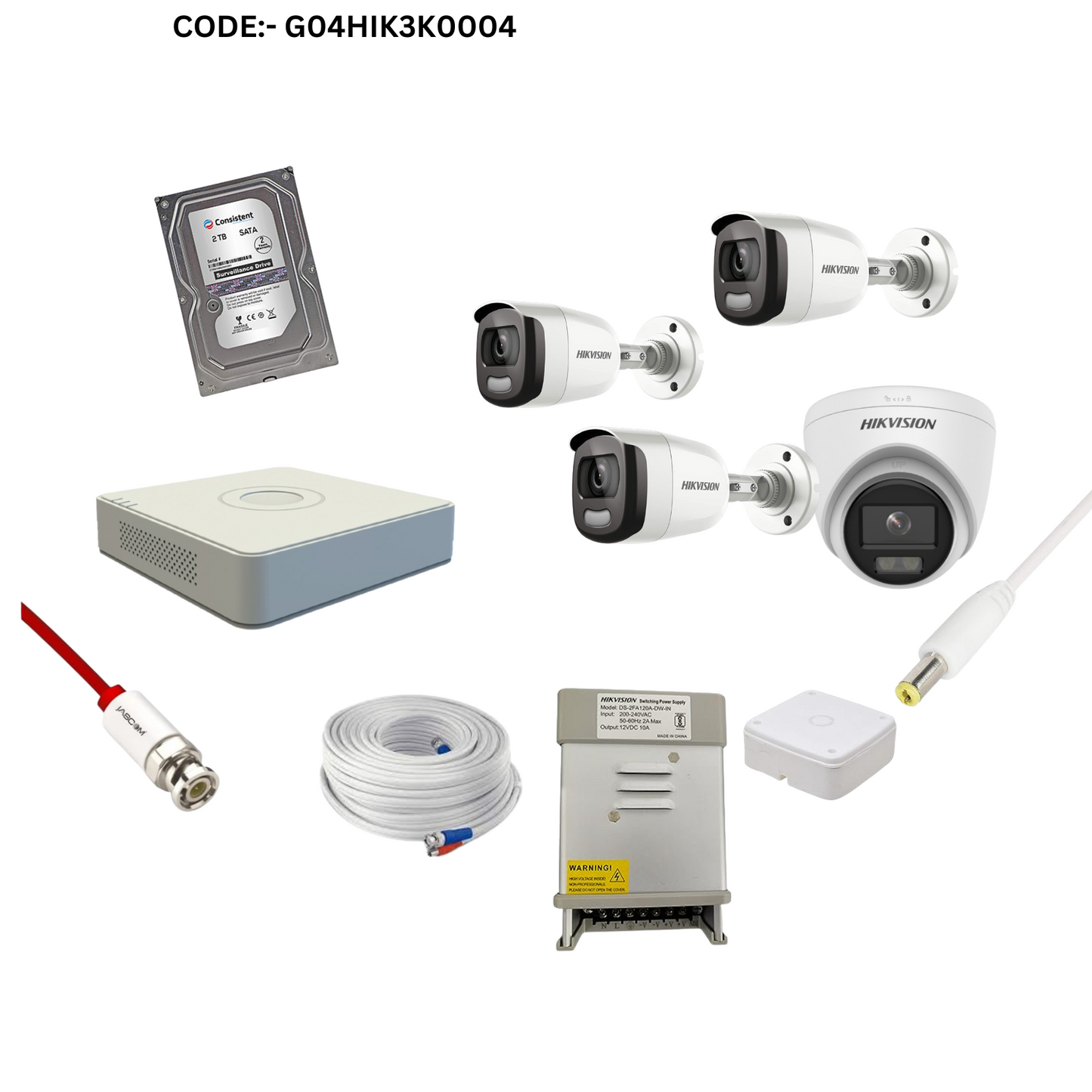HIKVISION 3K COLORVU CCTV 3 BULLET 1 DOMECAMERA KIT FULL COMBO