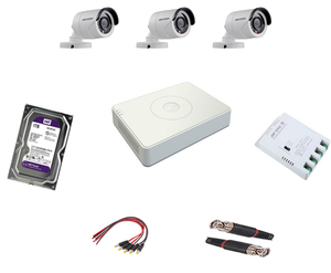 Hikvision 2mp HD kIT,3 No Bullet Camera DS-2CE16DOT-ITPFS WITH MIC & 4 channel DVR DS-7A04HQHI-K1
